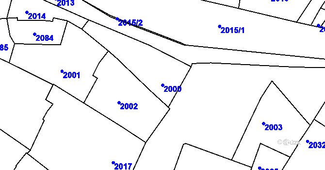 Parcela st. 2000 v KÚ Lutopecny, Katastrální mapa