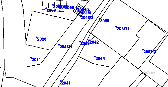 Parcela st. 2043 v KÚ Lutopecny, Katastrální mapa