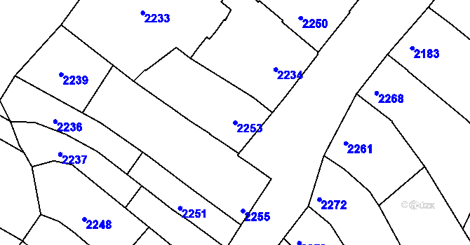 Parcela st. 2253 v KÚ Lutopecny, Katastrální mapa