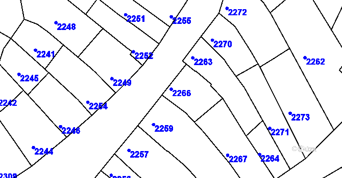 Parcela st. 2266 v KÚ Lutopecny, Katastrální mapa