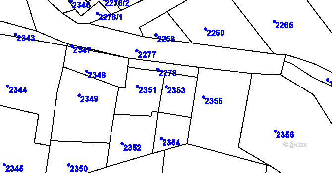 Parcela st. 2353 v KÚ Lutopecny, Katastrální mapa