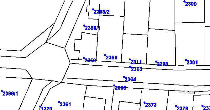Parcela st. 2360 v KÚ Lutopecny, Katastrální mapa