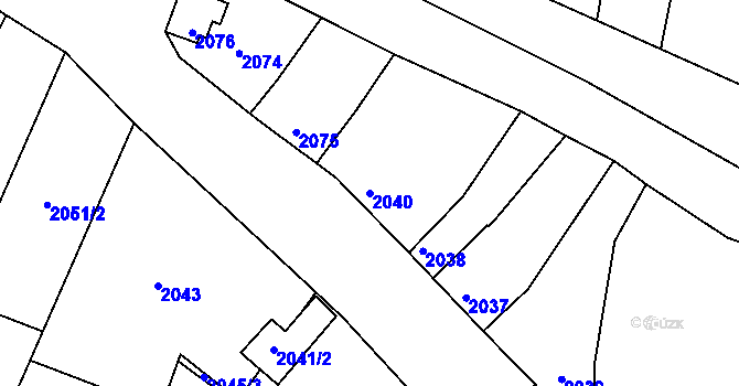 Parcela st. 2040 v KÚ Měrůtky, Katastrální mapa