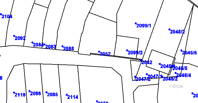 Parcela st. 2052 v KÚ Měrůtky, Katastrální mapa