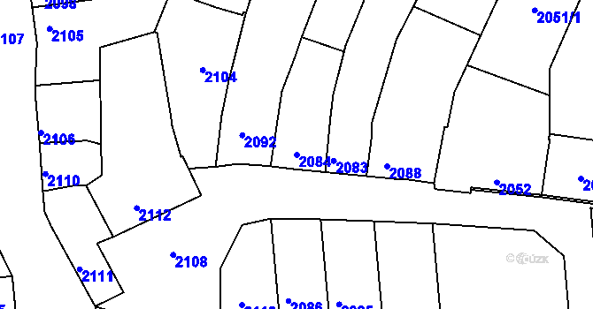 Parcela st. 2084 v KÚ Měrůtky, Katastrální mapa