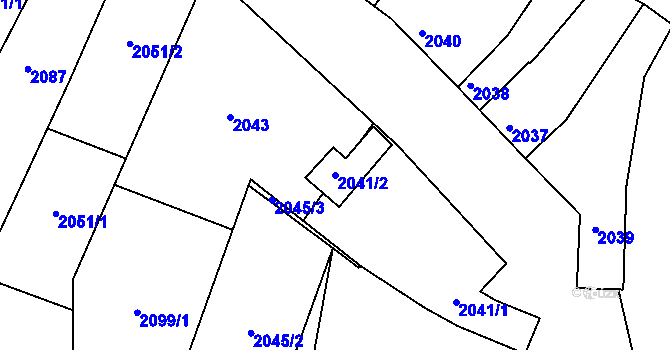 Parcela st. 2041/2 v KÚ Měrůtky, Katastrální mapa