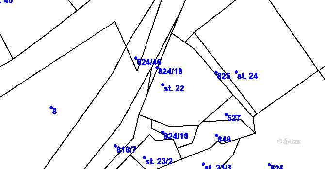 Parcela st. 22 v KÚ Lutová, Katastrální mapa