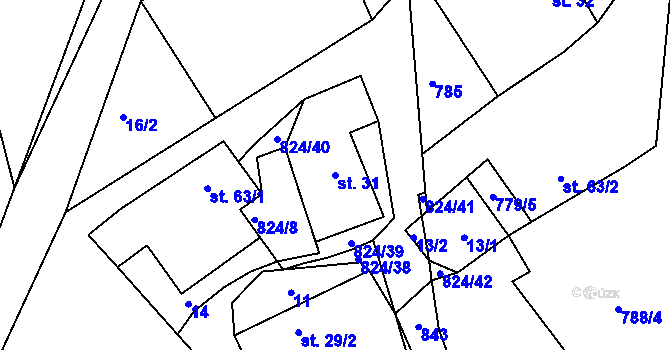 Parcela st. 31 v KÚ Lutová, Katastrální mapa