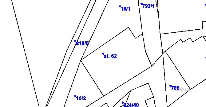 Parcela st. 62 v KÚ Lutová, Katastrální mapa