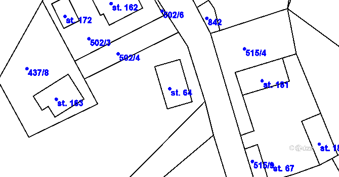 Parcela st. 64 v KÚ Lutová, Katastrální mapa