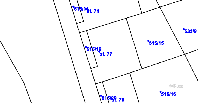 Parcela st. 77 v KÚ Lutová, Katastrální mapa