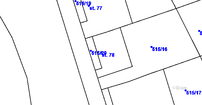 Parcela st. 78 v KÚ Lutová, Katastrální mapa
