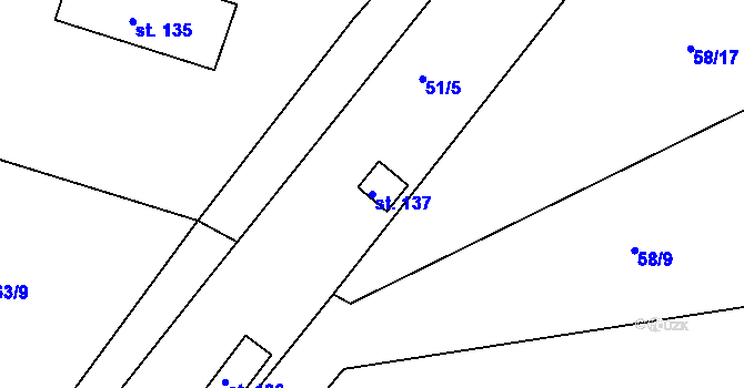 Parcela st. 137 v KÚ Lutová, Katastrální mapa