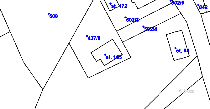 Parcela st. 163 v KÚ Lutová, Katastrální mapa