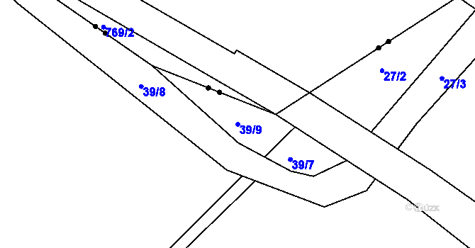 Parcela st. 39/9 v KÚ Lutová, Katastrální mapa