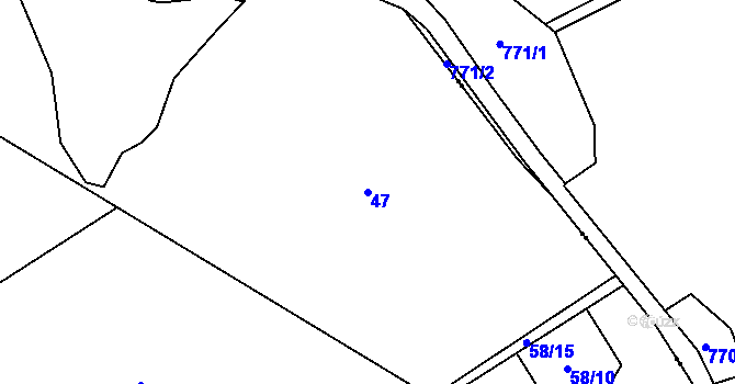 Parcela st. 47 v KÚ Lutová, Katastrální mapa