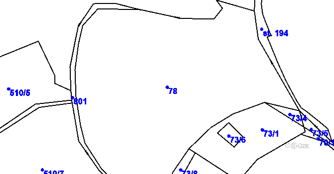 Parcela st. 78 v KÚ Lutová, Katastrální mapa