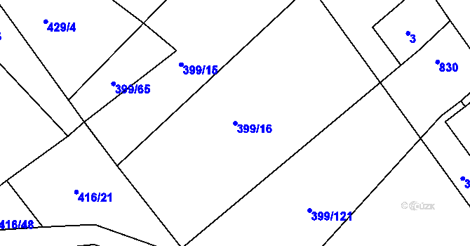 Parcela st. 399/16 v KÚ Lutová, Katastrální mapa