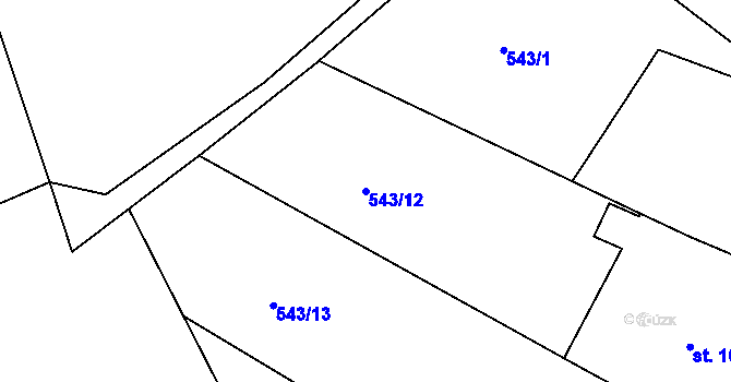 Parcela st. 543/12 v KÚ Lutová, Katastrální mapa