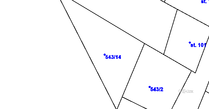 Parcela st. 543/14 v KÚ Lutová, Katastrální mapa
