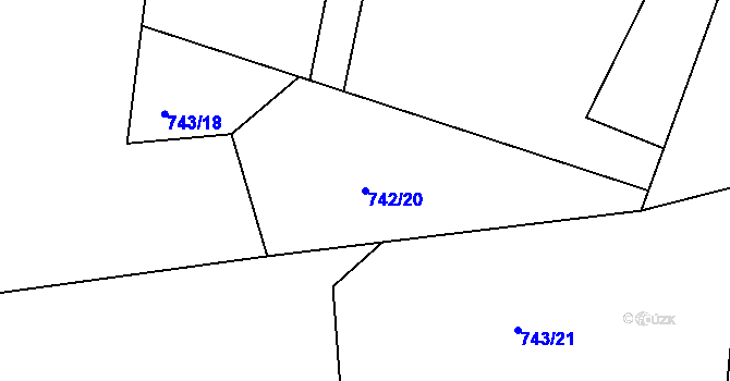 Parcela st. 742/20 v KÚ Lutová, Katastrální mapa