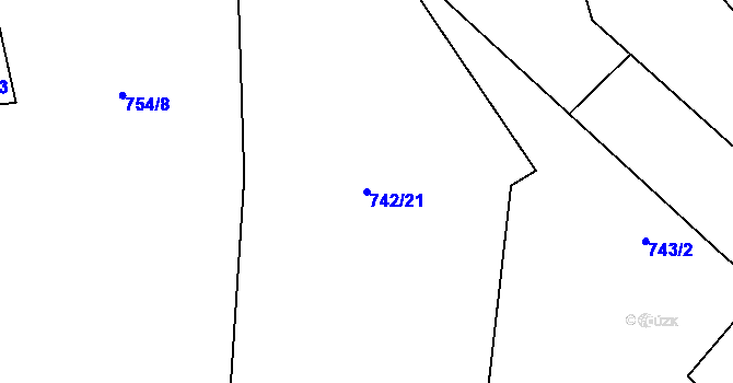 Parcela st. 742/21 v KÚ Lutová, Katastrální mapa