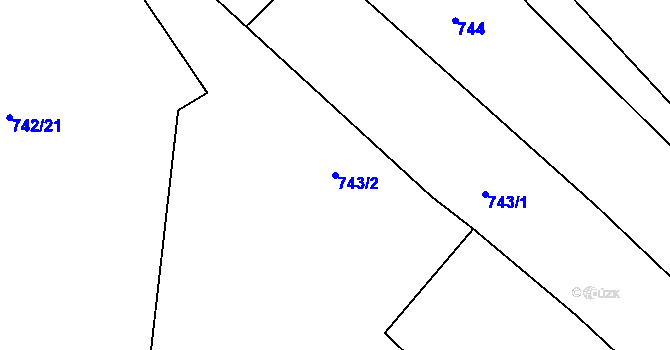 Parcela st. 743/2 v KÚ Lutová, Katastrální mapa