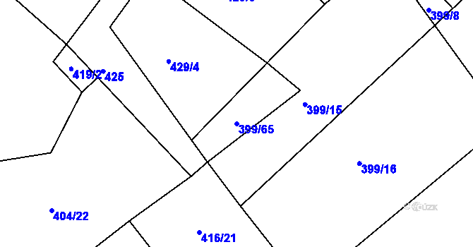 Parcela st. 399/65 v KÚ Lutová, Katastrální mapa