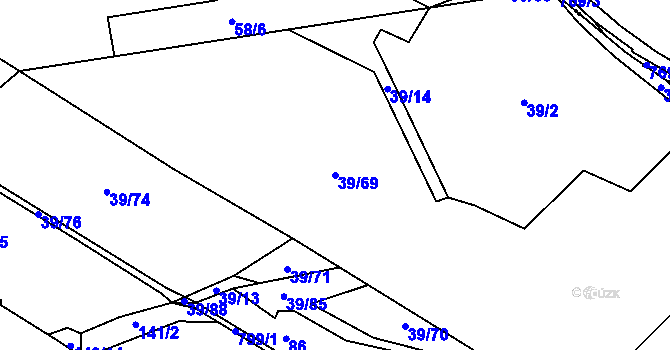 Parcela st. 39/69 v KÚ Lutová, Katastrální mapa