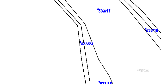 Parcela st. 533/23 v KÚ Lutová, Katastrální mapa