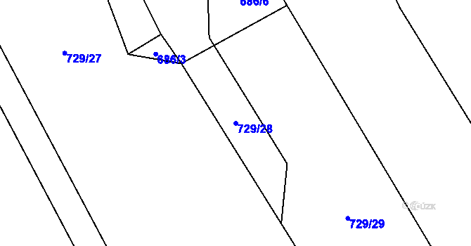 Parcela st. 729/28 v KÚ Lutová, Katastrální mapa