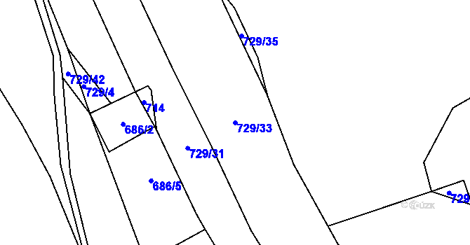 Parcela st. 729/33 v KÚ Lutová, Katastrální mapa