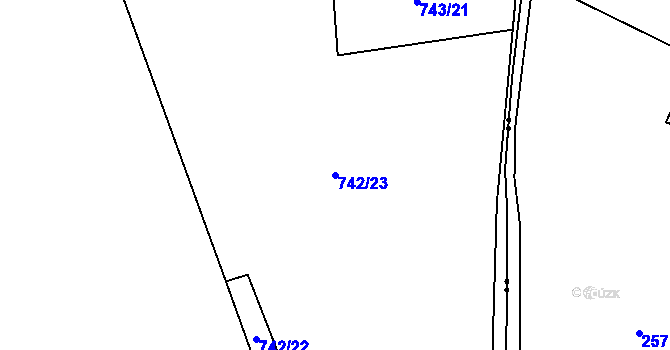 Parcela st. 742/23 v KÚ Lutová, Katastrální mapa