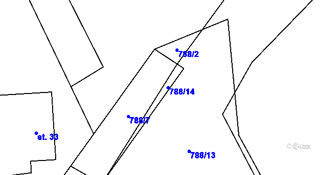 Parcela st. 788/14 v KÚ Lutová, Katastrální mapa
