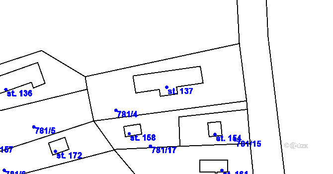 Parcela st. 137 v KÚ Dlouhá Louka u Lužan, Katastrální mapa