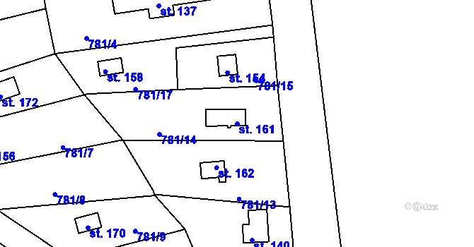 Parcela st. 161 v KÚ Dlouhá Louka u Lužan, Katastrální mapa
