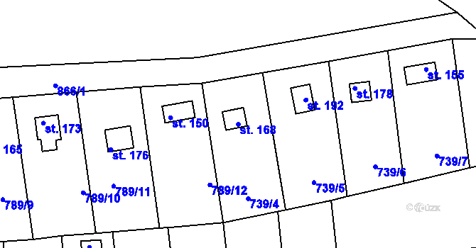 Parcela st. 168 v KÚ Dlouhá Louka u Lužan, Katastrální mapa