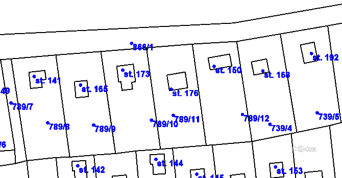 Parcela st. 176 v KÚ Dlouhá Louka u Lužan, Katastrální mapa
