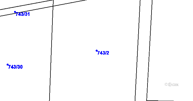 Parcela st. 743/2 v KÚ Dlouhá Louka u Lužan, Katastrální mapa