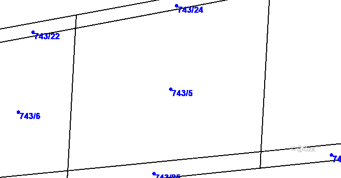 Parcela st. 743/5 v KÚ Dlouhá Louka u Lužan, Katastrální mapa