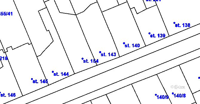Parcela st. 143 v KÚ Lužany u Přeštic, Katastrální mapa