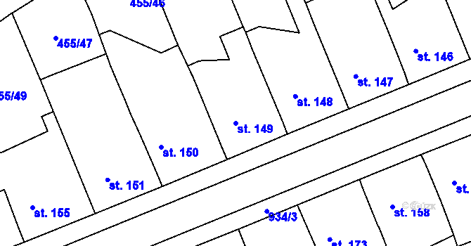 Parcela st. 149 v KÚ Lužany u Přeštic, Katastrální mapa