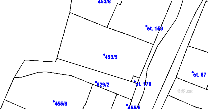 Parcela st. 453/5 v KÚ Lužany u Přeštic, Katastrální mapa