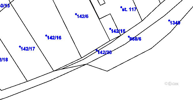 Parcela st. 142/26 v KÚ Lužany u Přeštic, Katastrální mapa