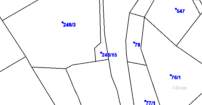 Parcela st. 248/15 v KÚ Lužany nad Trotinou, Katastrální mapa