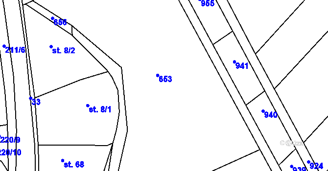 Parcela st. 58/38 v KÚ Lužany nad Trotinou, Katastrální mapa