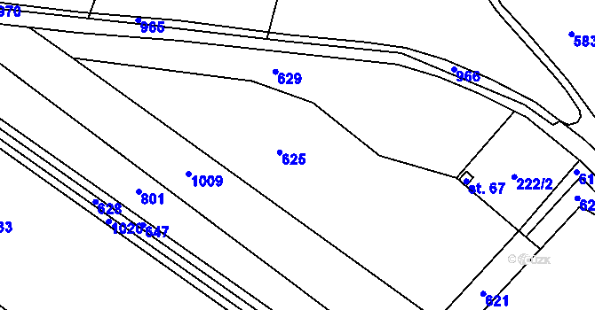 Parcela st. 211/30 v KÚ Lužany nad Trotinou, Katastrální mapa