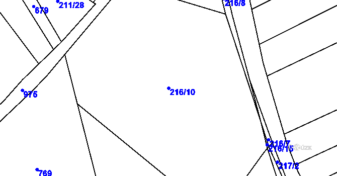 Parcela st. 216/10 v KÚ Lužany nad Trotinou, Katastrální mapa