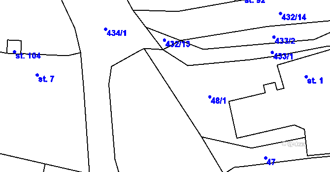 Parcela st. 441/13 v KÚ Lužany nad Trotinou, Katastrální mapa