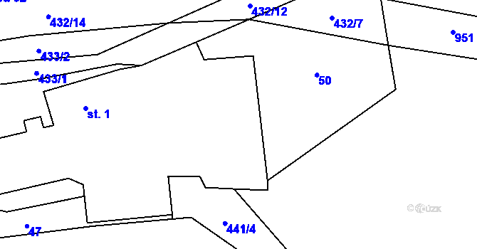 Parcela st. 1 v KÚ Lužany nad Trotinou, Katastrální mapa